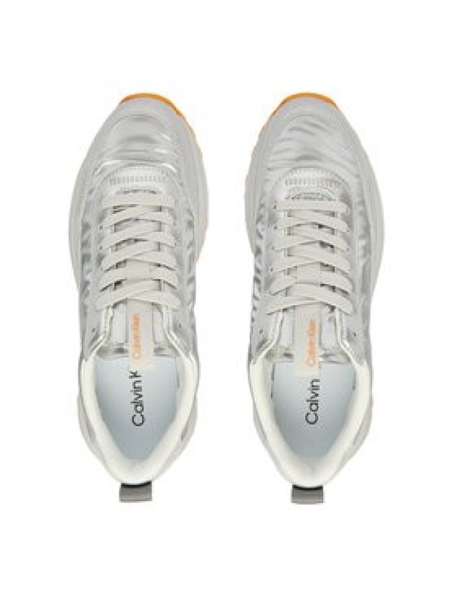 Calvin Klein Sneakersy Hike Runner Lace Up Pearl Ny YW0YW02043 Srebrny