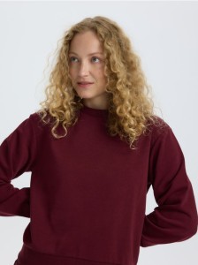 Gładka bluza z bawełną - bordowy