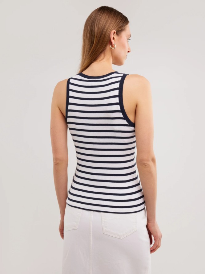 Koszulka damska na ramiączkach w paski biało-czarna Rozza 100