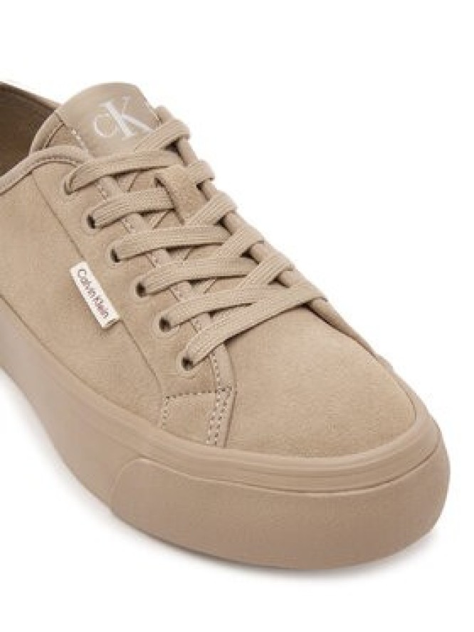 Calvin Klein Sneakersy Vulc Flatf Lace Up Sue/Wl Ck YW0YW02000 Beżowy
