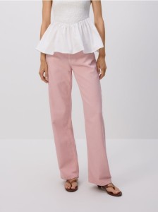 Jeansy wide leg - różowy