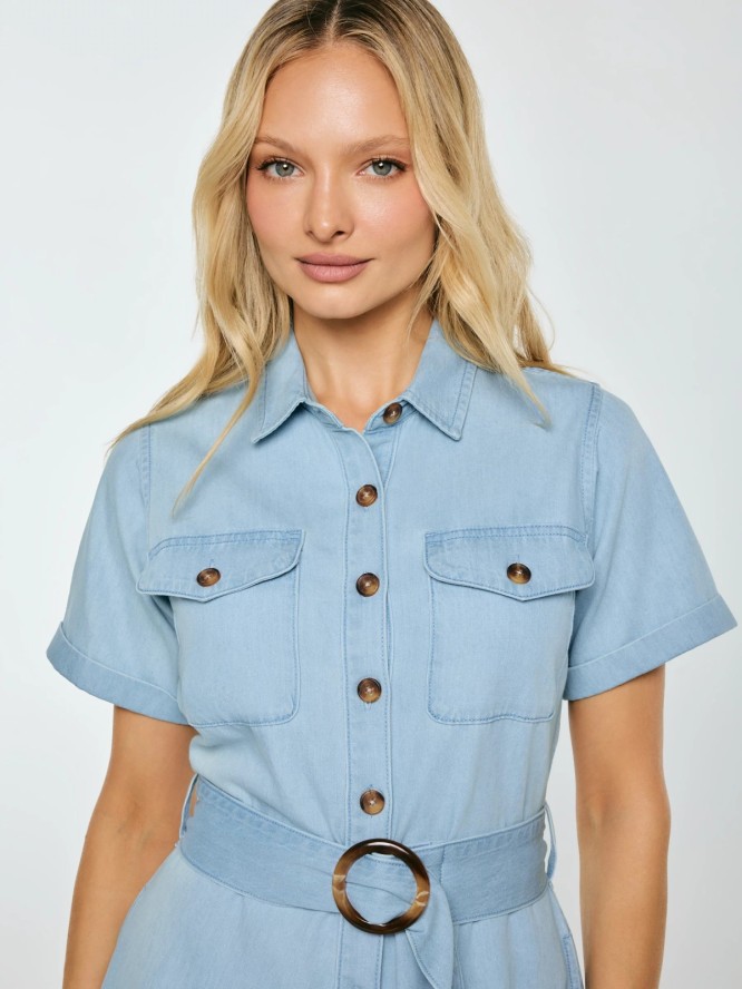 sukienka damska midi jeansowa trapezowa niebieska becca 136