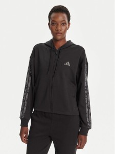 adidas Bluza Animal Print 3-Stripes JM1862 Czarny Loose Fit