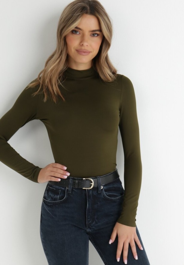 Ciemnozielona Bluzka z Półgolfem Risevera