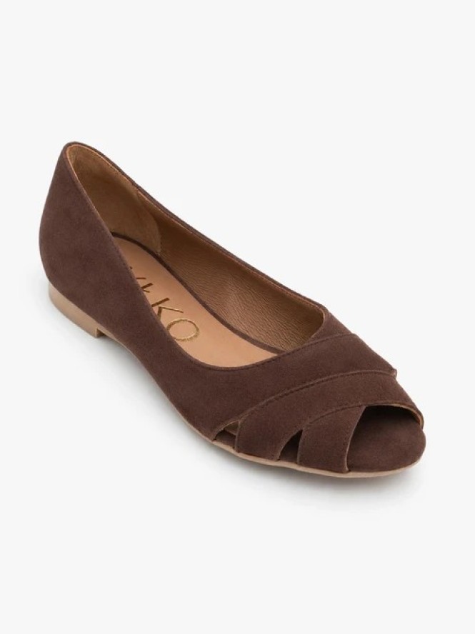 Brązowe baleriny peep toe