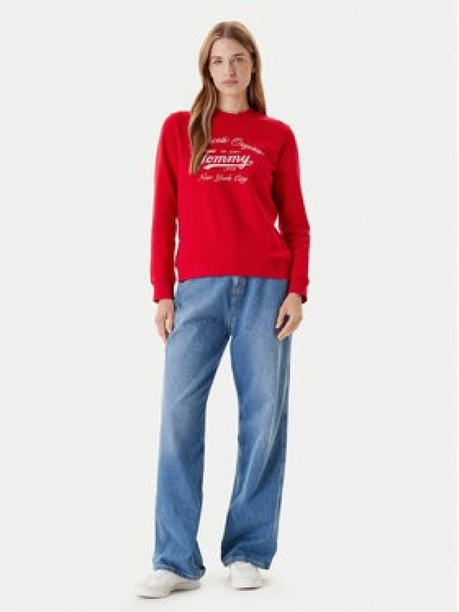 Tommy Jeans Bluza Essential DW0DW20942 Czerwony Regular Fit