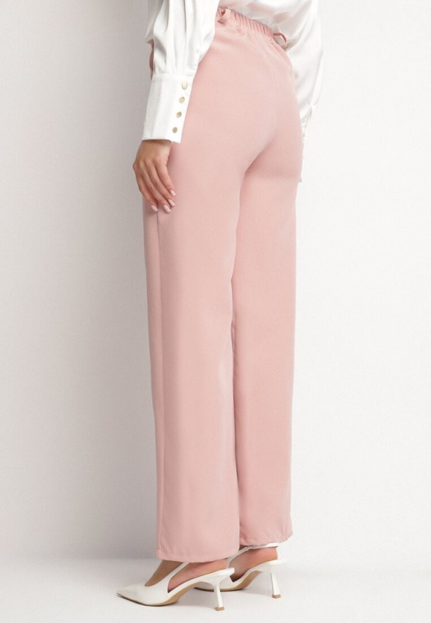 Różowe Garniturowe Spodnie z Wysokim Stanem Vivisora