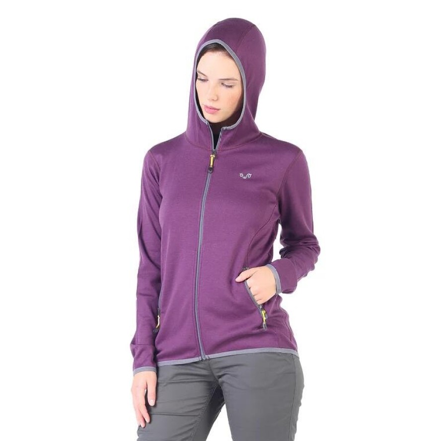 Damska bluza rozpinana z kapturem 100% Merino - Marin/Woolona