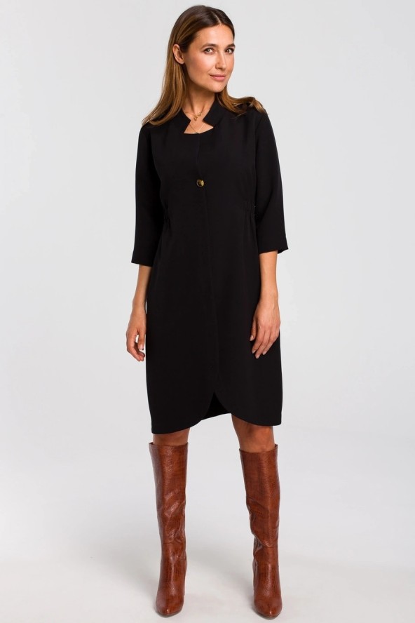 Sukienka marynarka elegancka żakietowa asymetryczna midi czarna