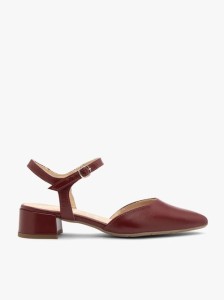 Bordowe czółenka damskie slingback bez pięty