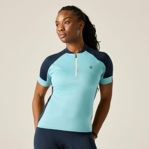 Koszulka kolarska damska Flutter Half Zip z krótkim rękawem