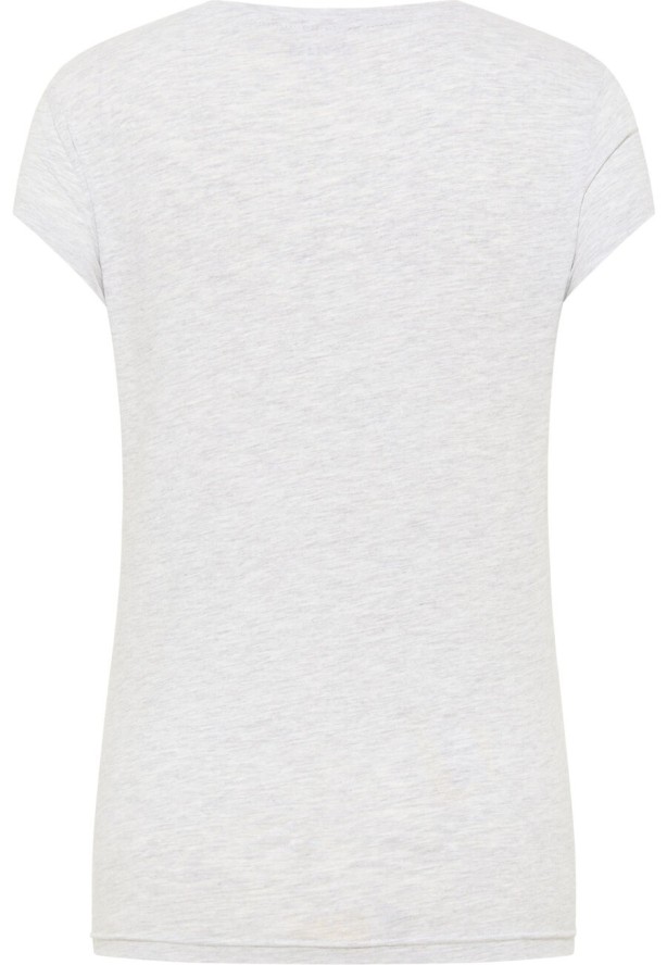 MUSTANG Alina C Logo Tee Damski T-shirt Koszulka Light Grey Melange 1013222 4141