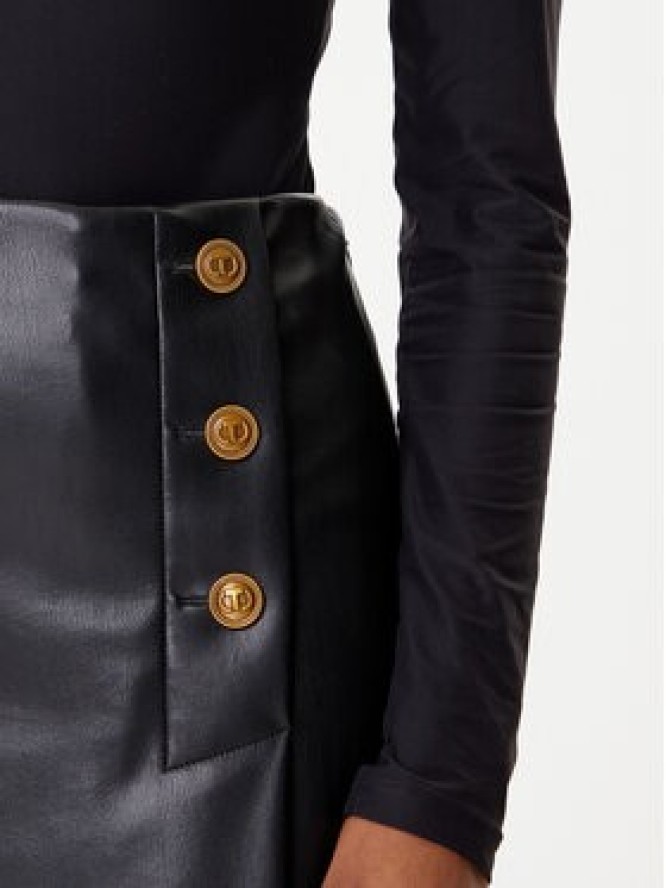 TWINSET Spódnica z imitacji skóry 252TP2233 Czarny Regular Fit