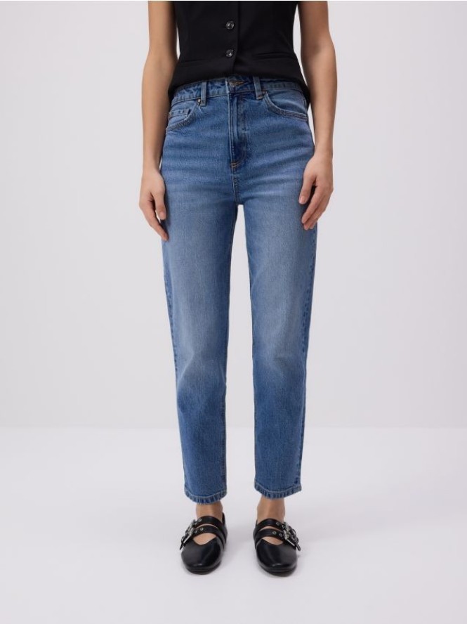 Jeansy mom fit slim - niebieski