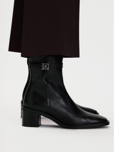 Calvin Klein Botki Block Heel Ank Boot Lth Hdw HW0HW03171 Czarny