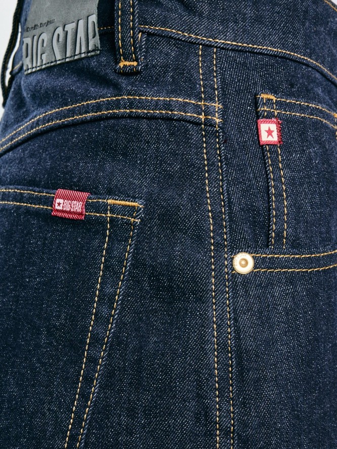 Jeansy damskie z szeroką nogawką granatowe Barb 657