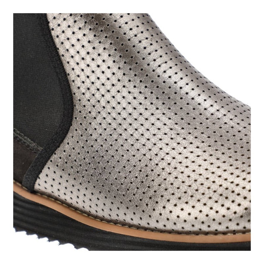 Srebrne Botki Karino Modne Skórzane Sztyblety