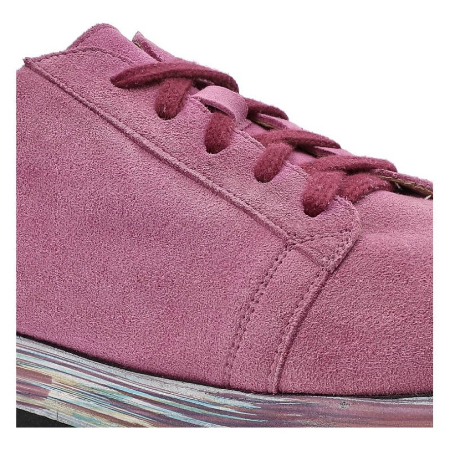 Półbuty damskie Annmex, sznurowane i na płaskie podeszwie, różowe, 8487