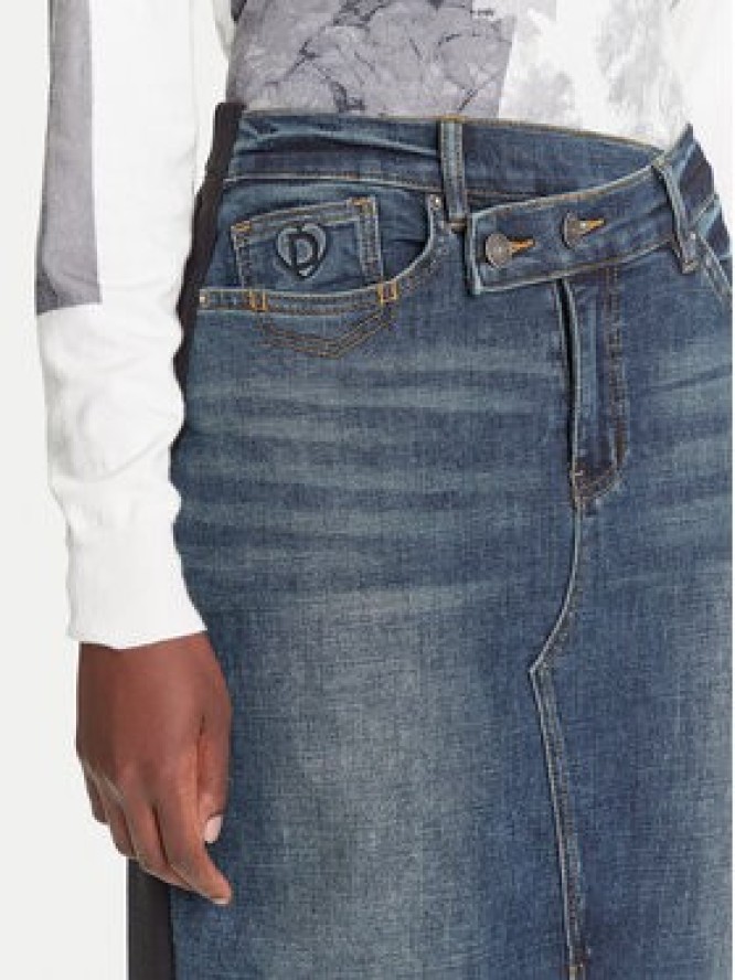Desigual Spódnica jeansowa Twisted 25WWFD03 Granatowy Regular Fit
