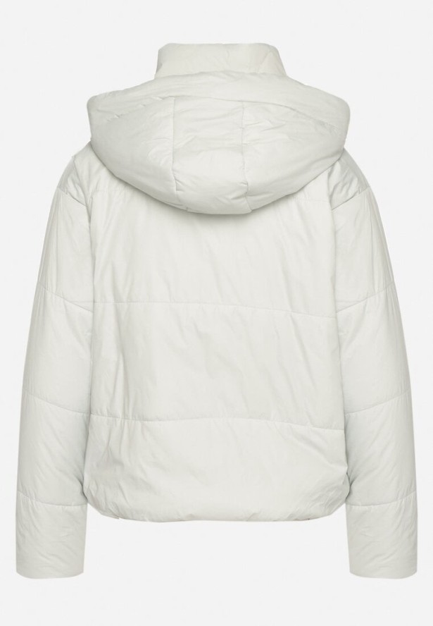 Miętowa Pikowana Kurtka z Kapturem i Lekkim Ociepleniem Ninirila