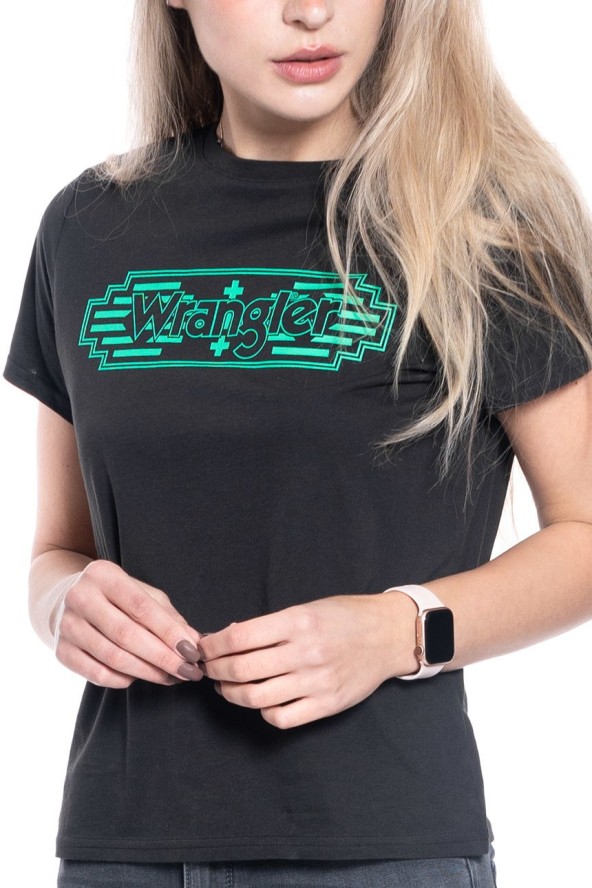DAMSKI T-SHIRT WRANGLER SS GRAPHIC TEE FADED BLACK W7Z4EVXV6 112132172
