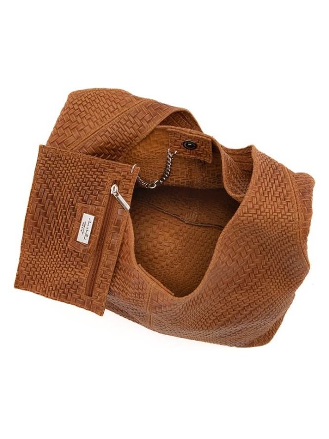 Anna Morellini Skórzana torebka "Palladia" w kolorze jasnobrązowym - 38 x 30 x 2 cm rozmiar: onesize