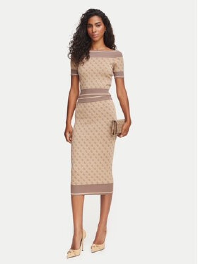 Guess Bluzka W6YR19 Z0962 Brązowy jasny Slim Fit