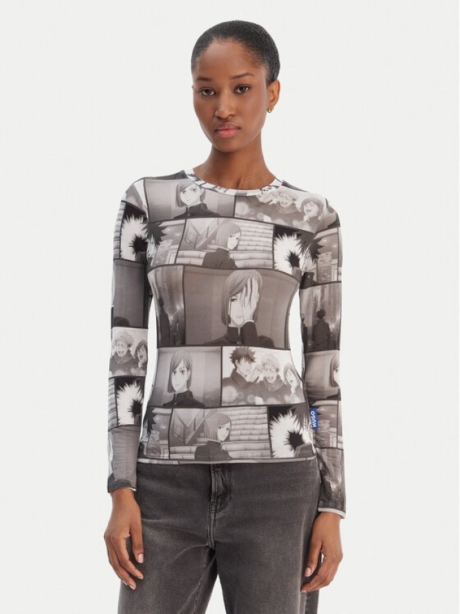 HUGO Bluzka Diraluna 50555473 Szary Regular Fit