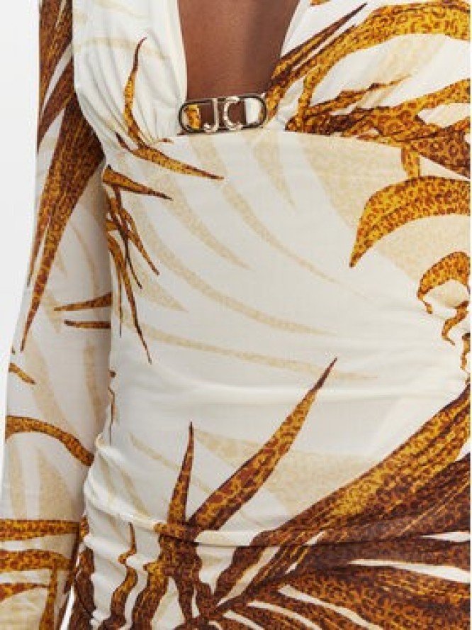Just Cavalli Sukienka koktajlowa 80PAO957 JS560 Beżowy Slim Fit