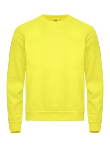 clique Basic Roundneck bluza unisex o kroju okrągłym, żółta odblaskowa –