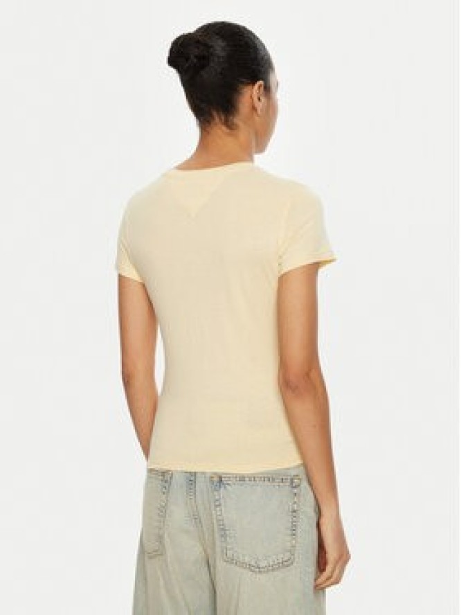Tommy Jeans T-Shirt Linear DW0DW18398 Żółty Slim Fit