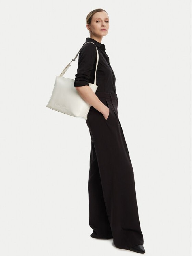 Calvin Klein Torebka Embossed Logo Medium Shopper K60K613172 Écru