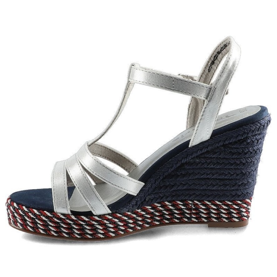 Białe Sandały Tamaris Damskie Buty Na Koturnie