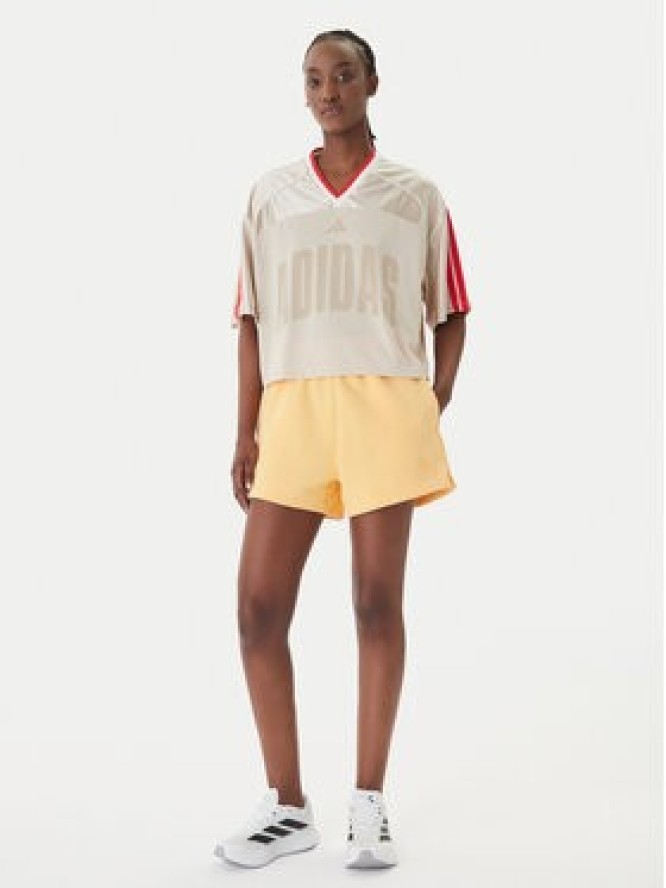 adidas T-Shirt Stadium JZ1073 Beżowy Loose Fit