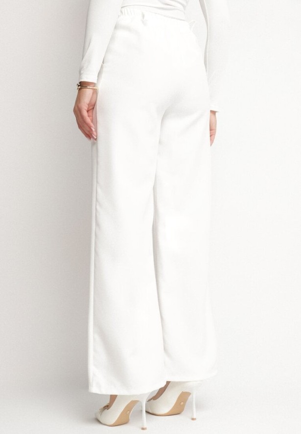 Białe Garniturowe Spodnie z Wysokim Stanem Vivisora