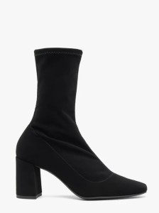 Czarne wyższe botki skarpetowe na słupku