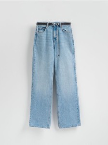 Jeansy z paskiem - turkusowy