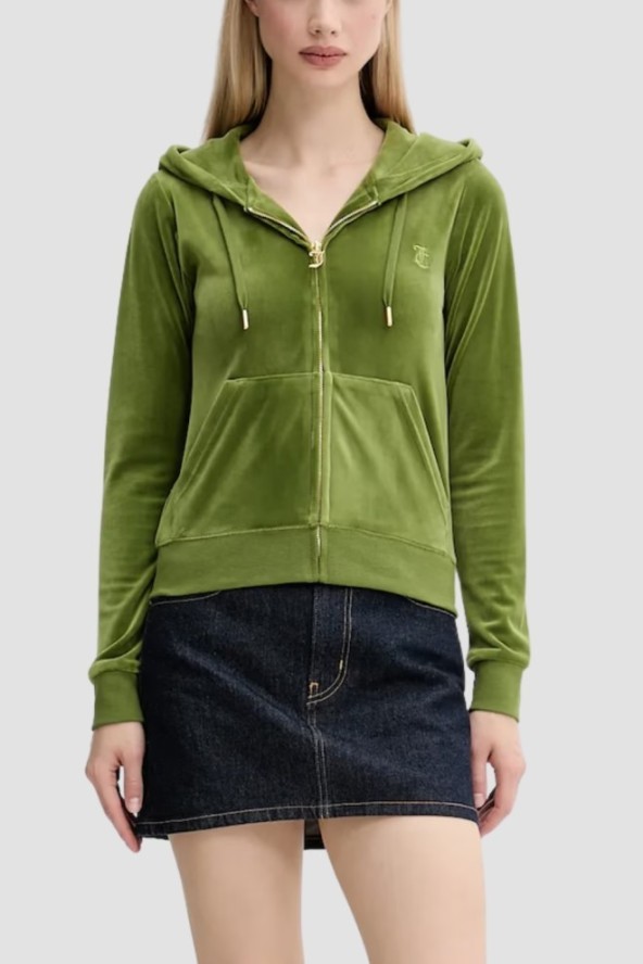 JUICY COUTURE Oliwkowa bluza damska Robertson Hoodie, Rozmiar XL
