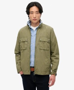 superdry Kurtka Essentials zapinana na zamek z bawełny – Olive Khaki