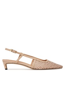 Tommy Hilfiger Czółenka Mono Squared Toe Kitten Slingb FW0FW08746 Beżowy