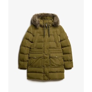 Kurtka puchowa o średniej długości z sztucznego futra damska Superdry