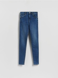 Jeansy slim z dłuższą nogawką - granatowy