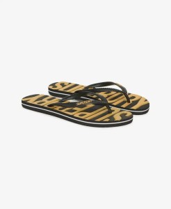 superdry Klapki Vintage Vegan z Gumy – BLACK/GOLD