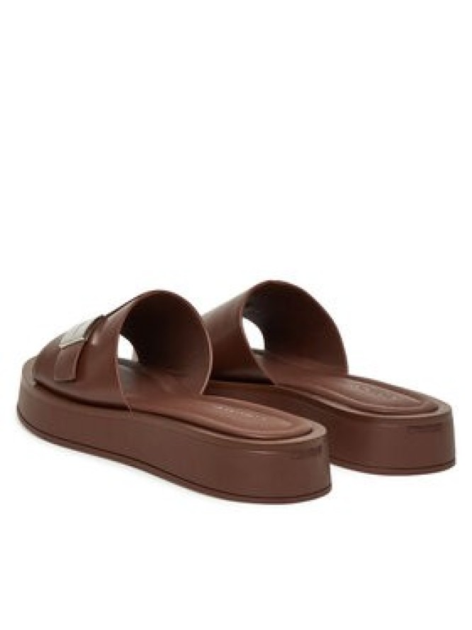 Calvin Klein Klapki Flatform Slide W/Ck Hw - Lth HW0HW02368 Brązowy
