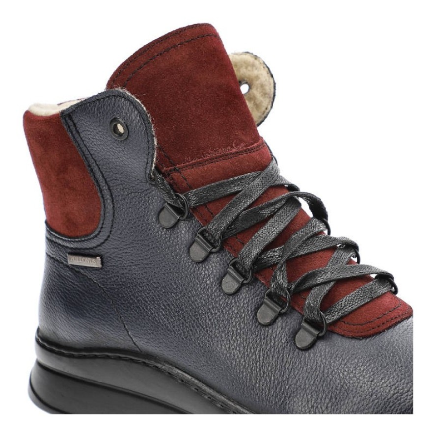 Granatowe Trzewiki Pollonus Ocieplane Obuwie Damskie