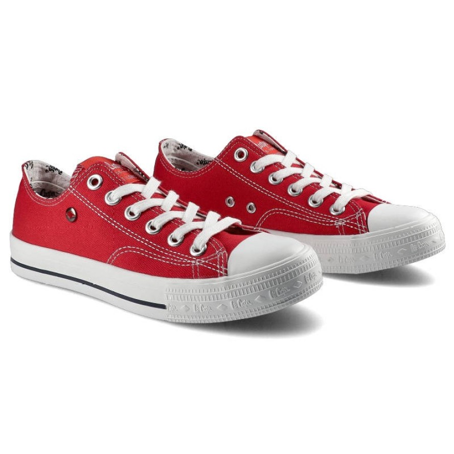Trampki damskie Lee Cooper, sznurowany fason cholewka tekstylna płócienna niska cholewka przed kostkę gumowy nosek ochronny płaska podeszwa lekka kla