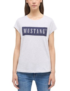 MUSTANG ALINA C LOGO TEE DAMSKI T-SHIRT KOSZULKA LOGO LIGHT GREY MELANGE 1013220 4141