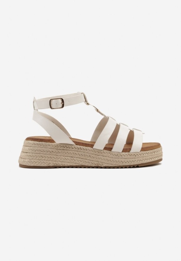 Białe Sandały na Podeszwie z Plecionki Tilimi