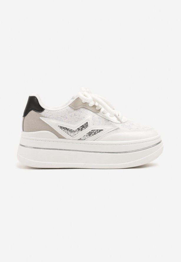 Białe Sneakersy na Platformie Ozdobione Gwiazdą Norlevi