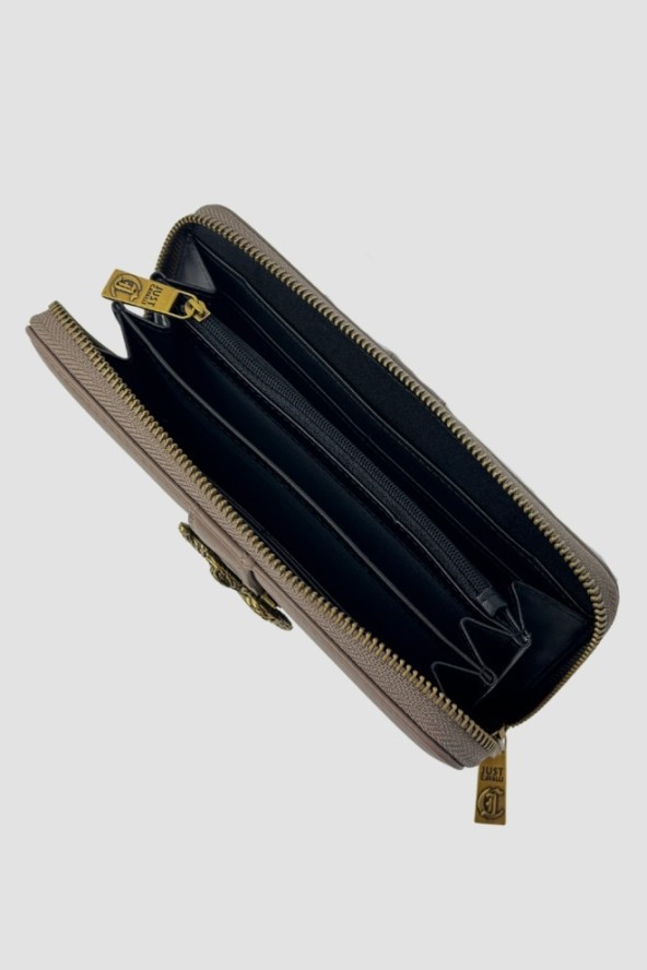 JUST CAVALLI Damski portfel w kolorze taupe Iconic Snakes - Style 15